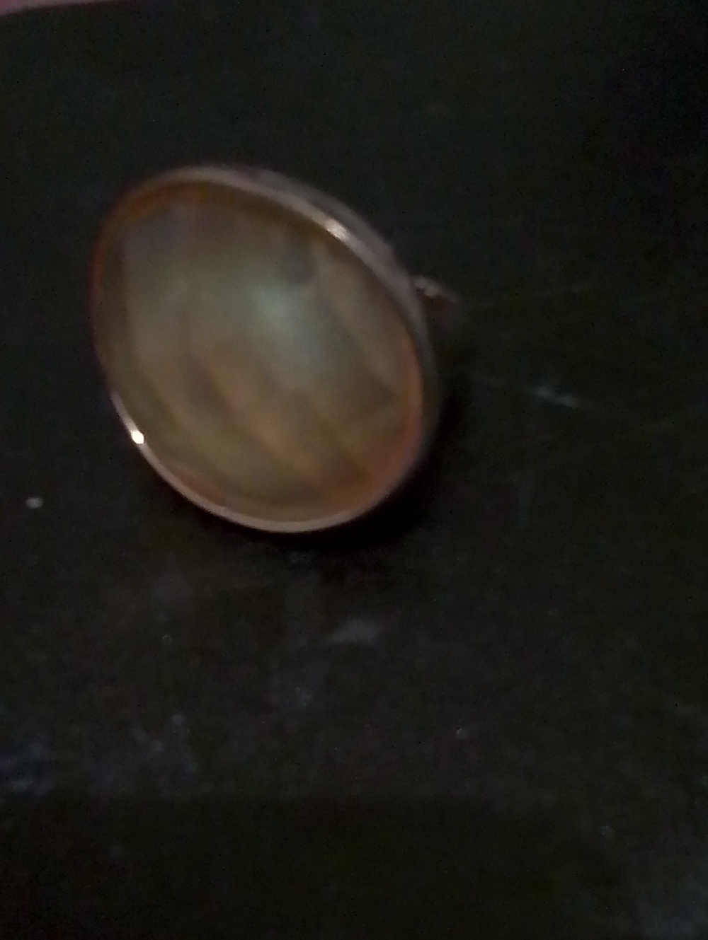 Gold Iridescent Oval Stone Ring